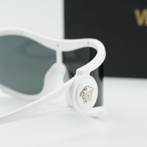 Versace VE4475 314/87 Shield Sunglasses – White/Dark Grey main image 9